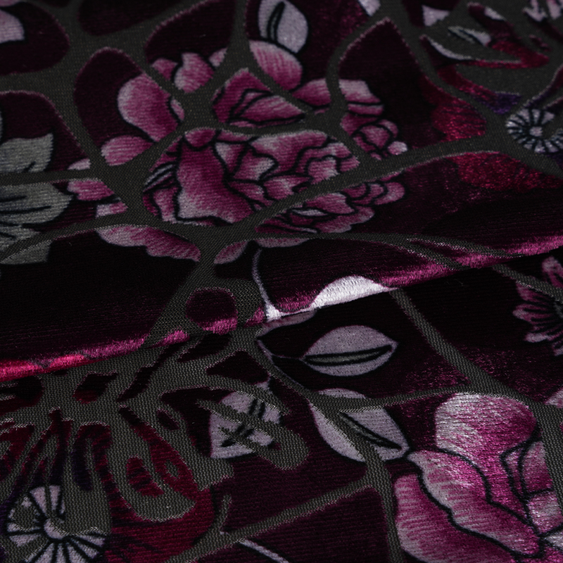 Tecido de veludo coreano estampado queimado de nylon poliéster spandex 282 Tecido de veludo coreano estampado queimado de nylon poliéster spandex 282